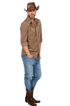 Autentisk Westernskjorte Taupe