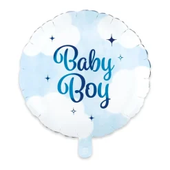 Baby Boy Blå Skyer Babyshower Folieballong, 45cm