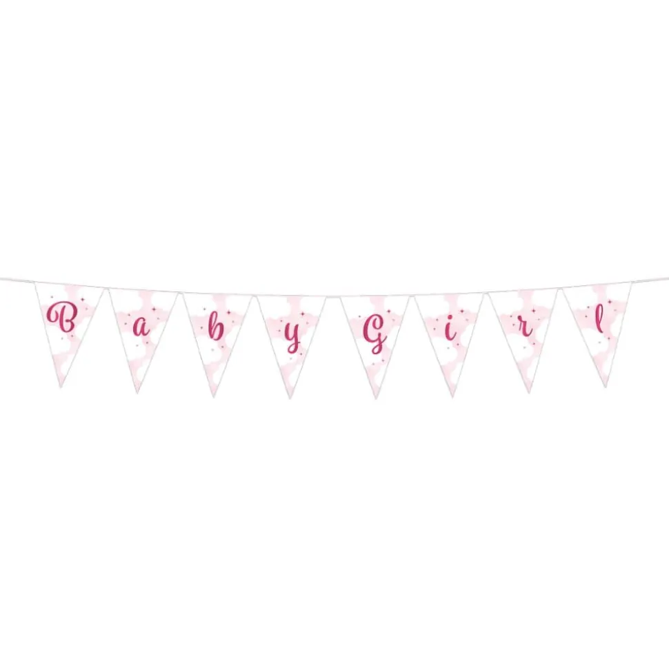 Baby Girl Rosa Skyer Babyshower vimpelrekke, 2m