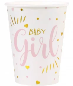 Baby Shower Pappkopper Rosa, 10 stk