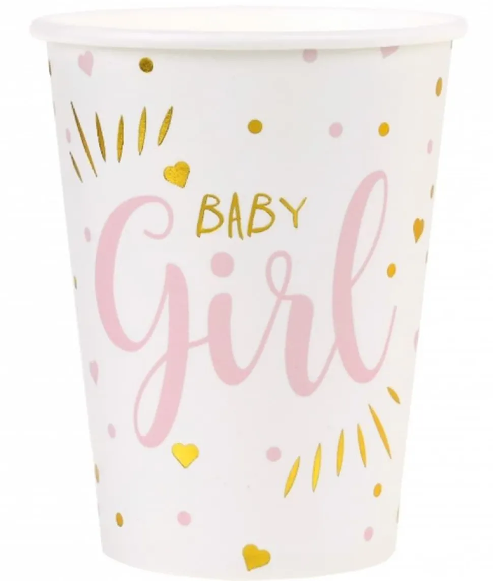 Baby Shower Pappkopper Rosa, 10 stk