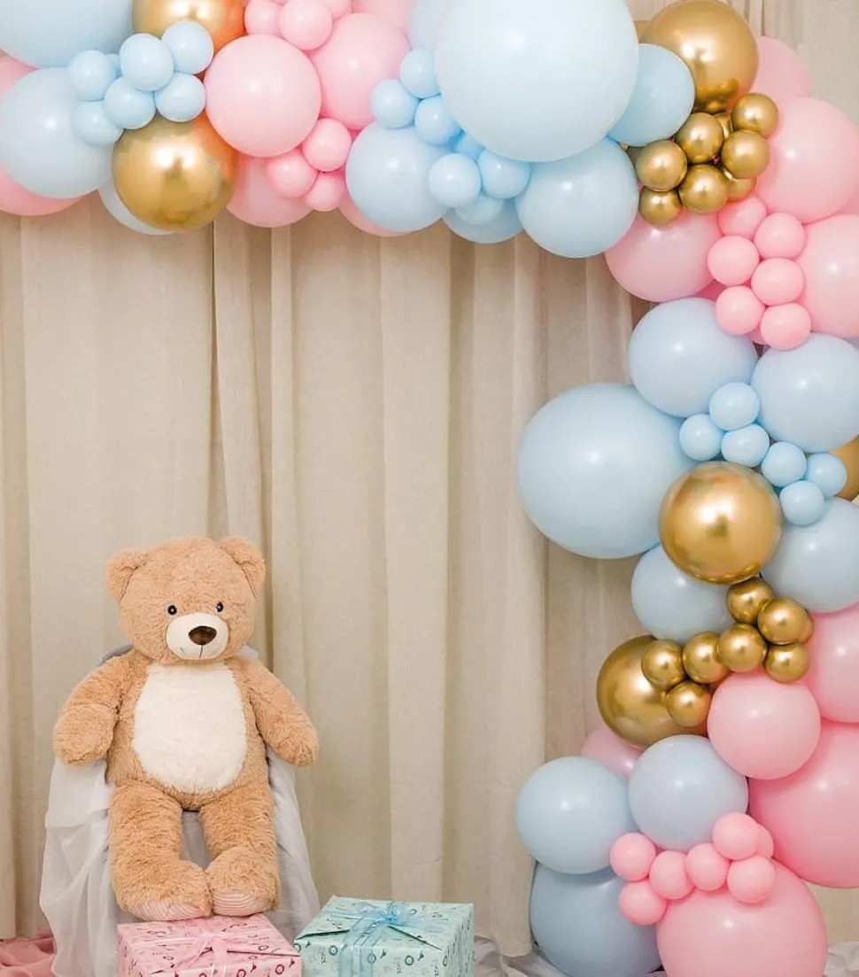 Ballongbue Kit Gender Reveal, 138 ballonger, ca 3-3.5m