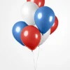 Ballonger Rød, Hvit og Blå, 30 cm, 10 stk