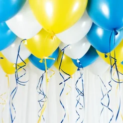 Ballongtak Kit Gul og Blå, 30 ballonger og bånd