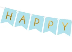Banner Happy Birthday Blå, 175 x 15 cm