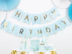 Banner Happy Birthday Blå, 175 x 15 cm