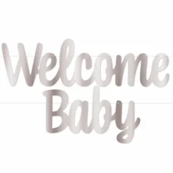 Banner Welcome Baby, Sølv