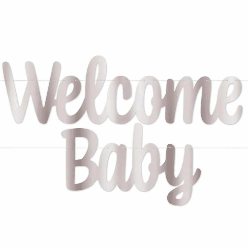 Banner Welcome Baby, Sølv