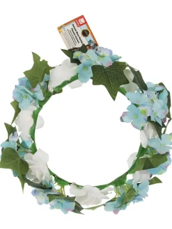 Blå & Hvit blomsterkrans til hode