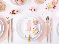 Bordkort Rosa Champagneflaske, 6 stk
