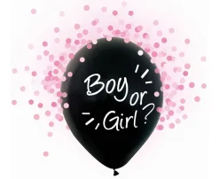 Boy or Girl Ballonger med løs Blå Konfetti, 4 stk