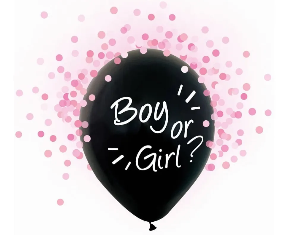 Boy or Girl Ballonger med løs Blå Konfetti, 4 stk