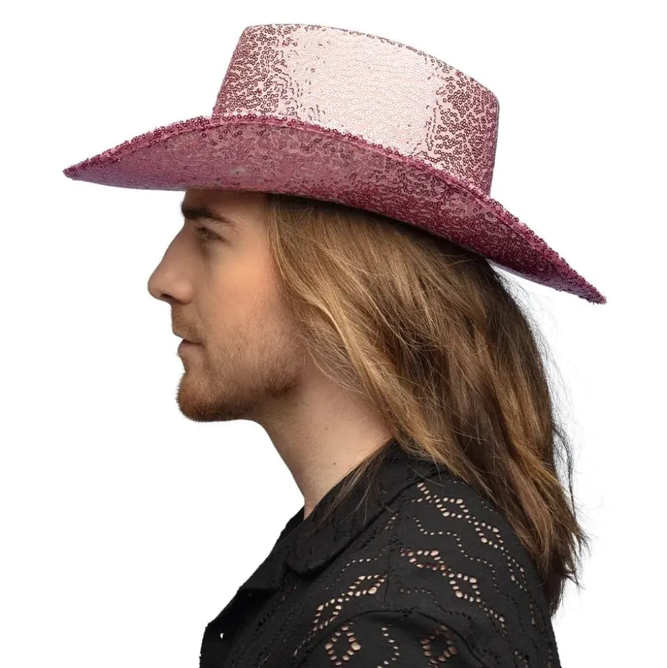 Cowboyhatt Rodeo Party Paljetter Lyserosa
