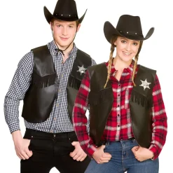 Cowboyvest m/stjerne Sort