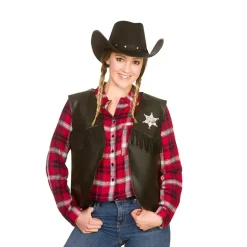 Cowboyvest m/stjerne Sort