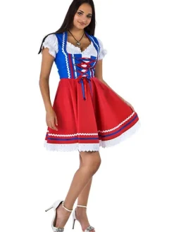 Dirndl Frieda Blå & Rød