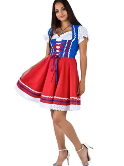 Dirndl Frieda Blå & Rød