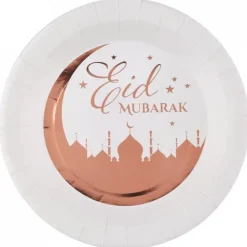 Eid Mubarak Rosegull Tallerkener, 10 stk