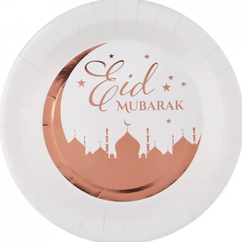 Eid Mubarak Rosegull Tallerkener, 10 stk