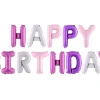 Folieballong Banner, Happy Birthday, Rosatoner