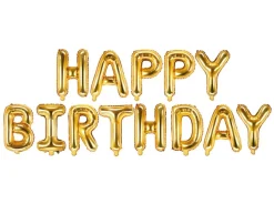 Folieballong Banner, Happy Birthday, Gull