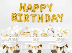 Folieballong Banner, Happy Birthday, Gull