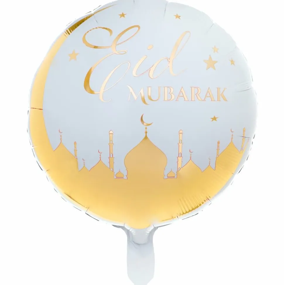 Folieballong Standard Eid Mubarak Hvit og Gull