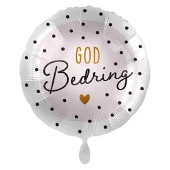 Folieballong Standard God Bedring, Rosa med Prikker
