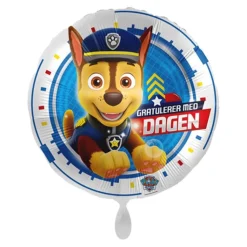 Folieballong Standard, Gratulerer med Dagen, Paw Patrol Chase