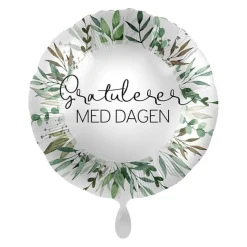Folieballong Standard Gratulerer med Dagen, Grønne Grener