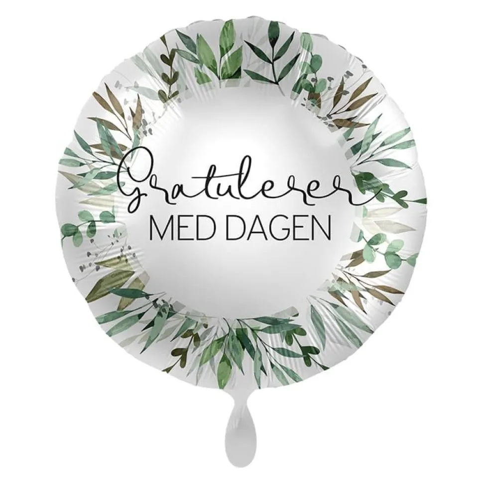 Folieballong Standard Gratulerer med Dagen, Grønne Grener