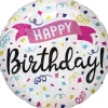 Folieballong Standard Happy Birthday Konfetti