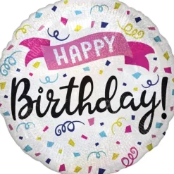 Folieballong Standard Happy Birthday Konfetti