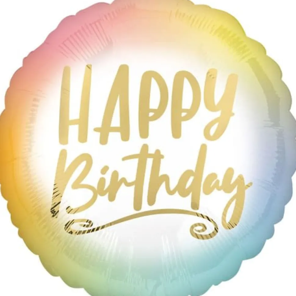 Folieballong Standard Happy Birthday Ombre Gold