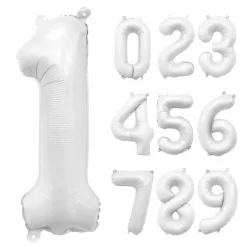 Folieballong Tall Hvit Sateng 86cm