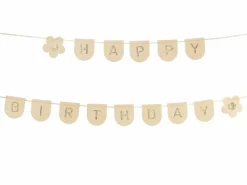 Girlander i Stoff Happy Birthday Rosa, 3 m
