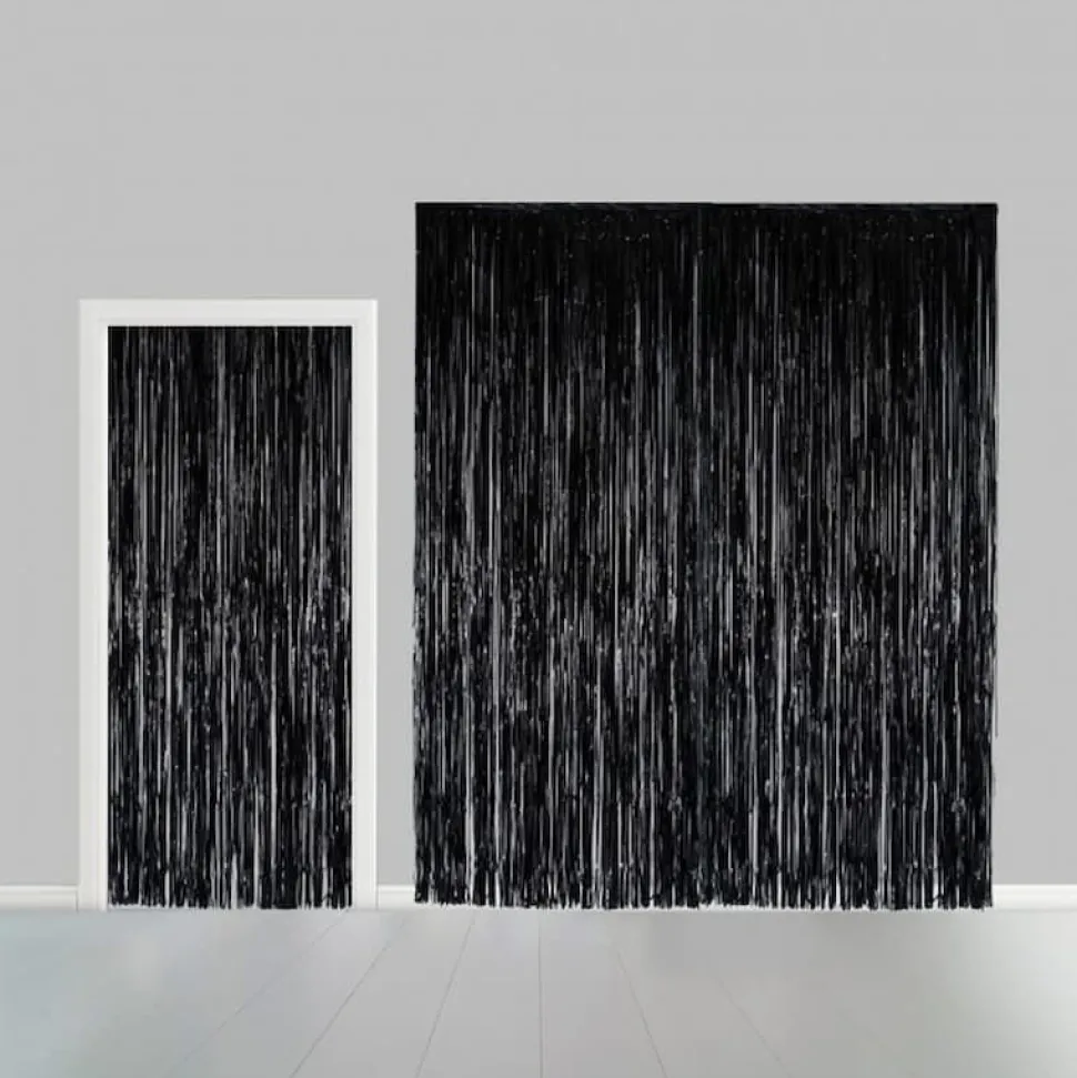 Glittergardin Sort, 100 x 240 cm