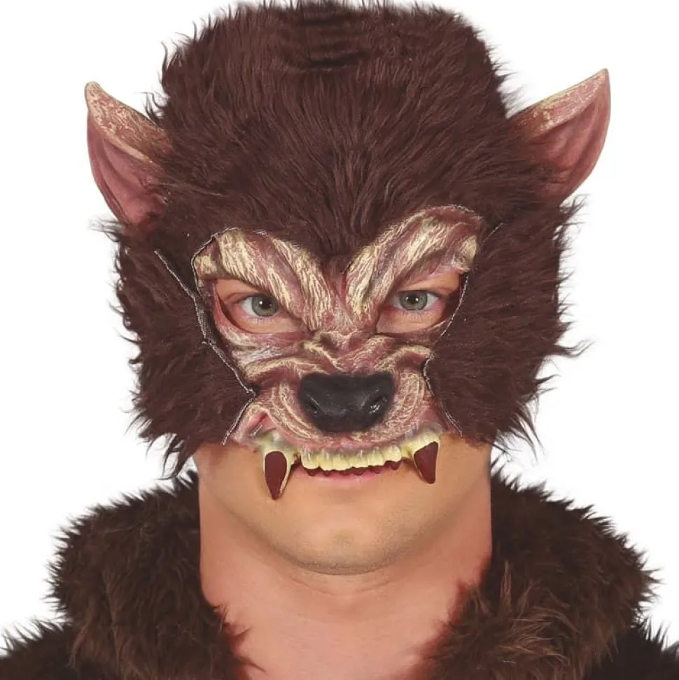 Halvmaske Brun Ulv, lateks