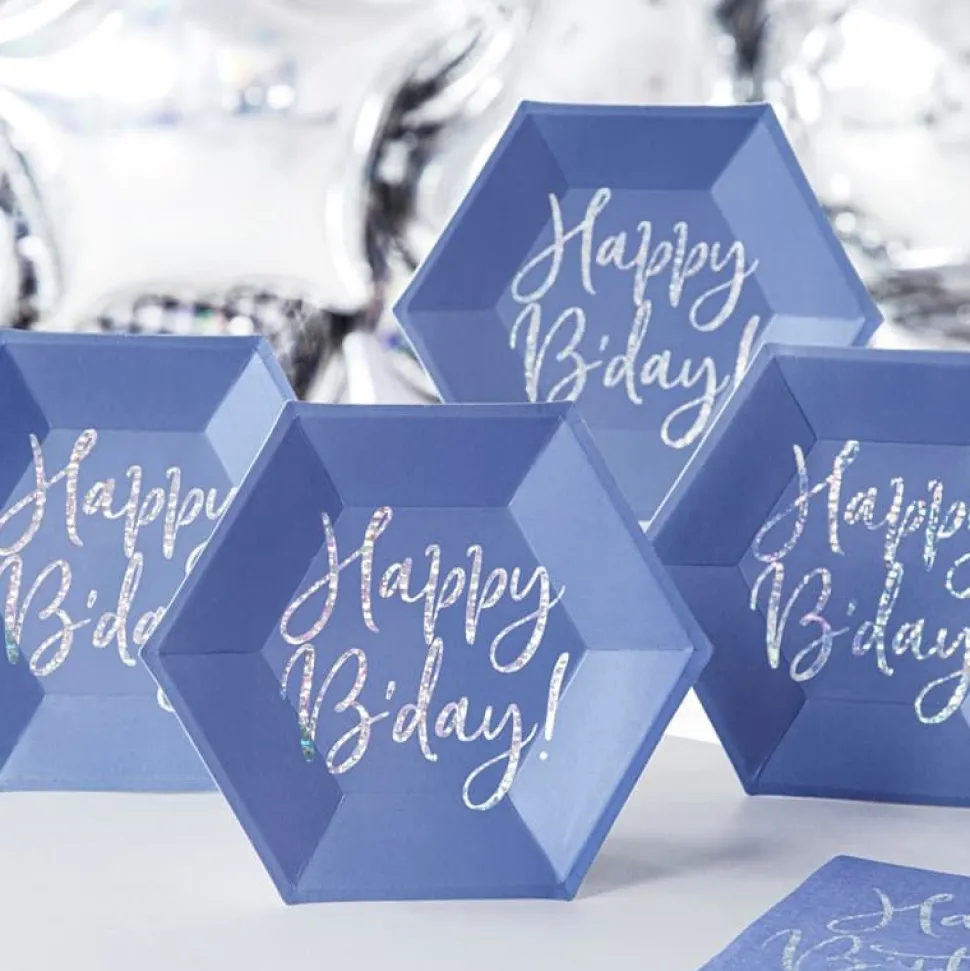 Happy B'day Asjett Blå, 6 stk