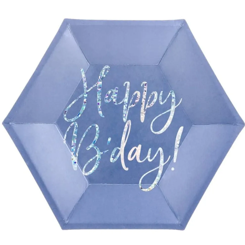 Happy B'day Asjett Blå, 6 stk