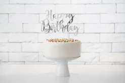 Happy Birthday Kaketopper Sølv