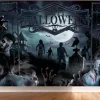 Happy Halloween Zombie Kirkegård Backdrop i stoff, 220 x 150 cm