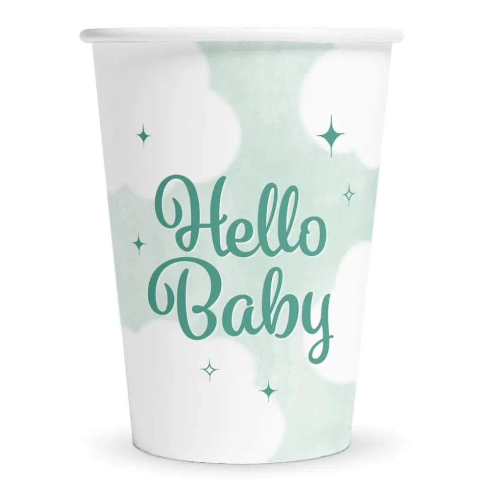 Hello Baby Skyer Babyshower kopper, 8 stk.