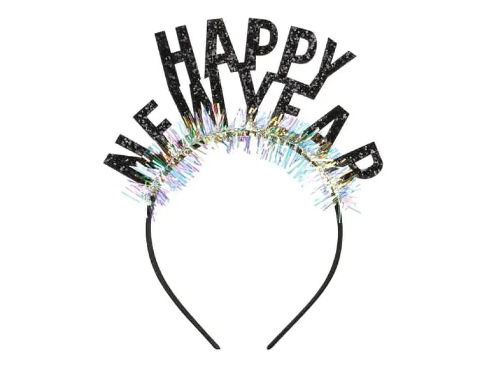 Hårbøyle Happy New Year Sort