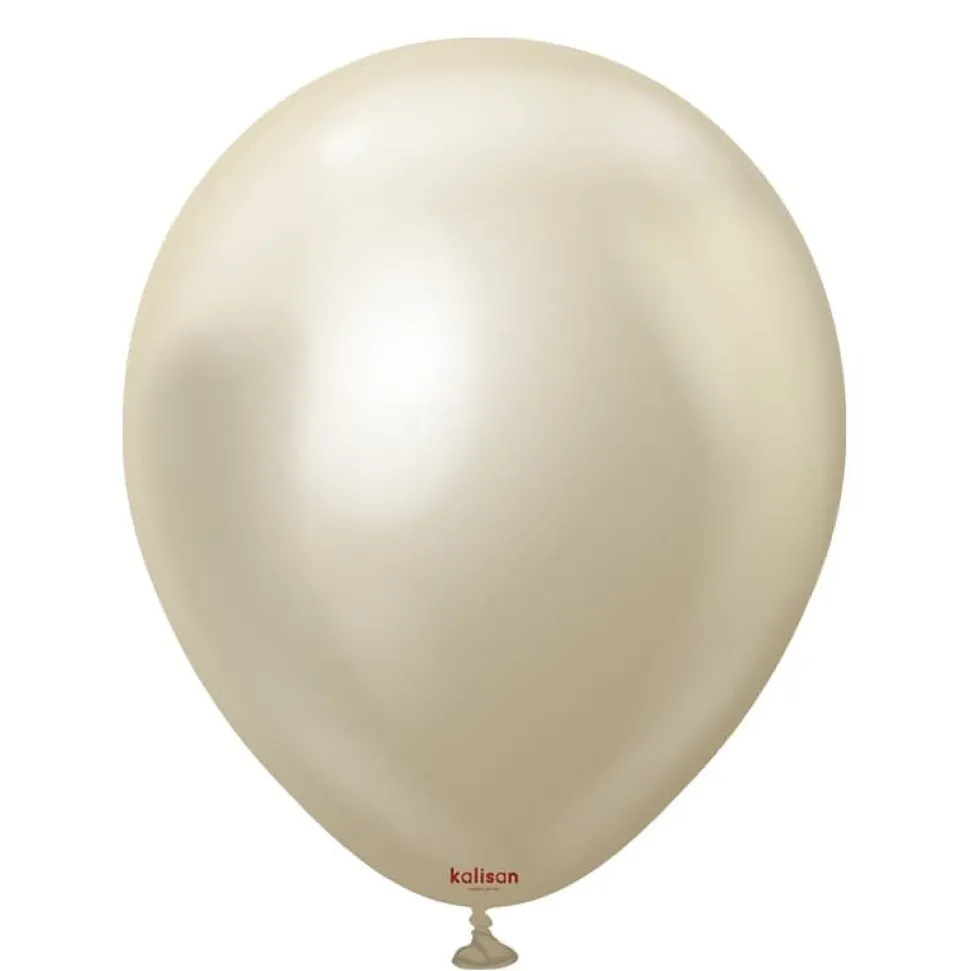 Kalisan Lateksballonger Mirror White Gold, 30 cm, 10 stk