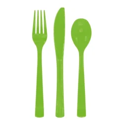 Limegrønn Gjenbrukbart Plastbestikk, 18 stk.