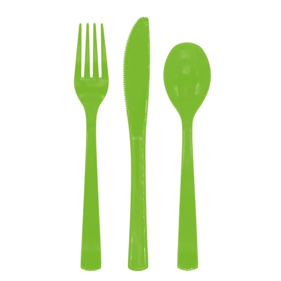Limegrønn Gjenbrukbart Plastbestikk, 18 stk.