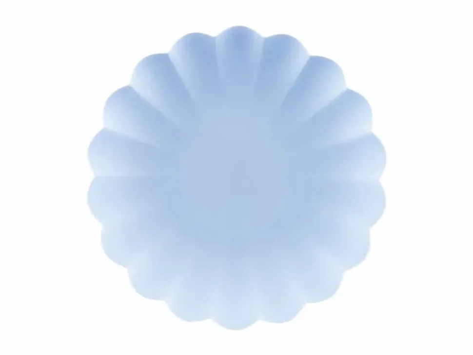 Lys blå plastikk tallerkener, 4pk