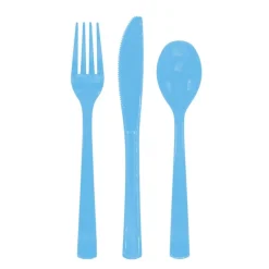 Lyseblå Gjenbrukbart Plastbestikk, 18 stk.