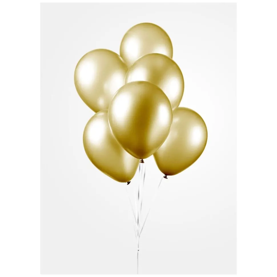 Metallisk Gull Ballonger, 30 cm, 10 stk